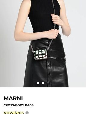 Marni Mini Crossbody Bag in Black, White & Green Grid